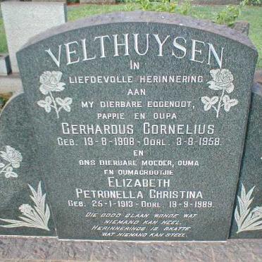 VELTHUYSEN Gerhardus Cornelius 1908-1958 &amp; Elizabeth Petronella Christina 1913-1989