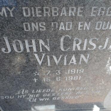 WALT John Crisjan Vivian, van der 1919-1981