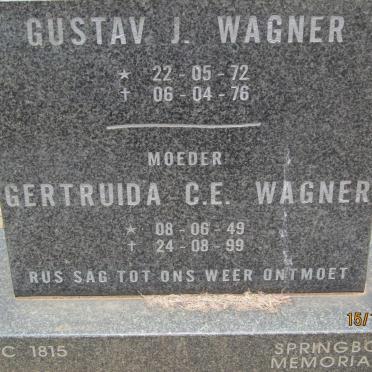 WAGNER Gertruida C.E. 1949-1999 :: WAGNER Gustav J. 1972-1976