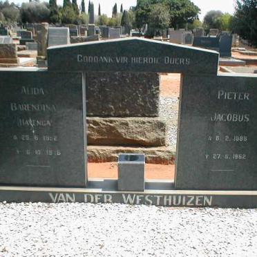 WESTHUIZEN Pieter Jacobus, van der 1888-1962 &amp; Alida Barendina HAVENGA 1892-1976