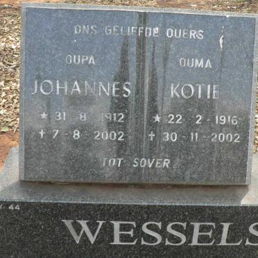 WESSELS Johannes 1912-2002 &amp; Kotie 1916-2002