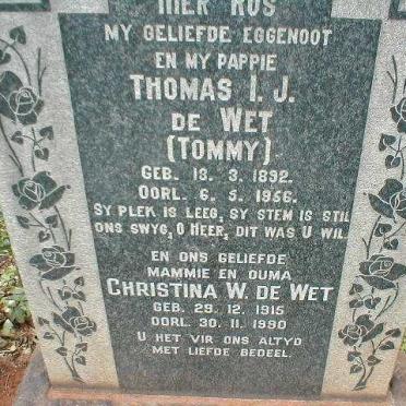 WET Thomas I.J., de 1892-1956 &amp; Christina W. 1915-1990