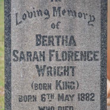 WRIGHT Bertha Sarah Florence nee KING 1882-1967
