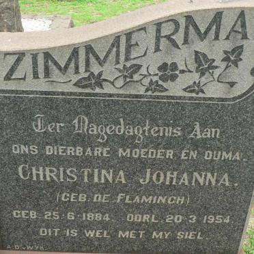 ZIMMERMAN Christina Johanna nee DE FLAMINGH 1884-1954