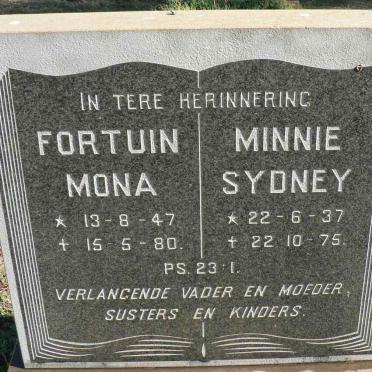 FORTUIN Mona 1947-1980 :: MINNIE Sydney 1937-1975