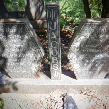 JACOBS Paul Solomon 1914-1987 &amp; Hazel Magdalena 1922-1991