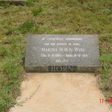 HORN Martha M.M. nee VAN WYK 1883-1918