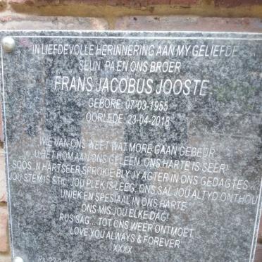 JOOSTE Frans Jacobus 1955-2018