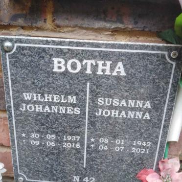 BOTHA Wilhelm Johannes 1937-2015 &amp; Susanna Johanna 1942-2021