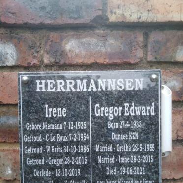 HERRMANNSEN Gregor Edward 1933-2021 &amp; Irene 1935-2019