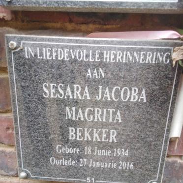 BEKKER Sesara Jacoba Magrita 1934-2016
