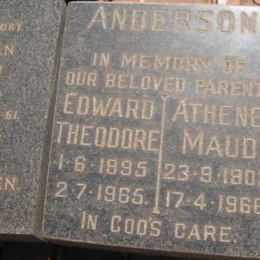 ANDERSON Edward Theodore 1895-1965 &amp; Athene Maud 1903-1966