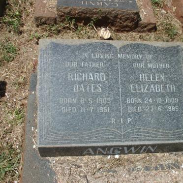 ANGWIN Richard Oates 1903-1951 &amp; Helen Elizabeth 1909-1985