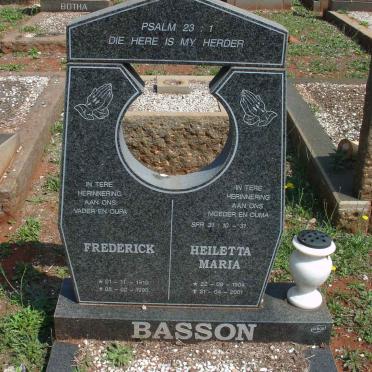 BASSON Frederick 1910-1990 &amp; Heiletta Maria 1904-2001