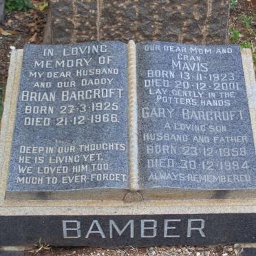 BAMBER Brian Barcroft 1925-1966 &amp; Mavis 1923-2001 :: BAMBER Gary Barcroft 1958-1994