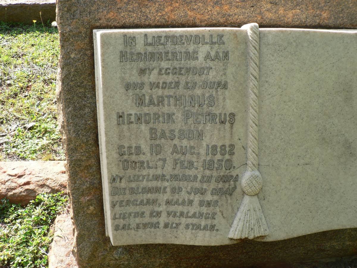 BASSON Marthinus Hendrik Petrus 1882-1950