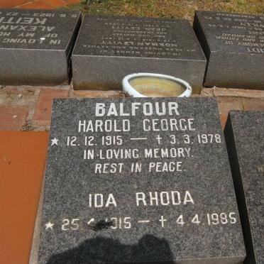 BALFOUR Harold George 1915-1978 &amp; Ida Rhoda 1915-1985