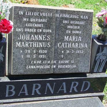 BARNARD Johannes Marthinus 1930-1991 &amp; Maria Catharina 1932-