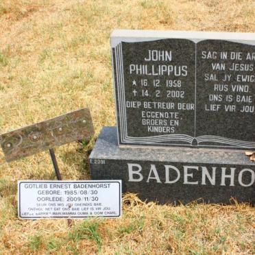 BADENHORST John Phillippus 1958-2002 :: BADENHORST Gotlieb Ernest 1985-2009