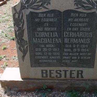 BESTER Gerhardus Hermanus 1914-1954 &amp; Cornelia Magdalena DE KOCK 1917-1970
