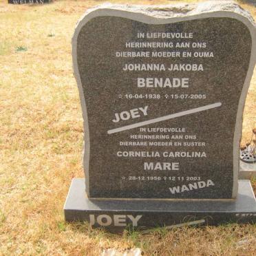 BENADE Johanna Jakoba 1938-2005 :: MARE Cornelia Carolina 1956-2003