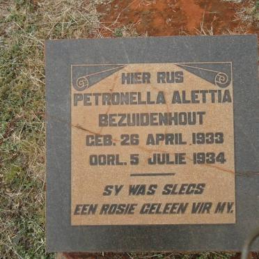 BEZUIDENHOUT Petronella Alettia 1933-1934