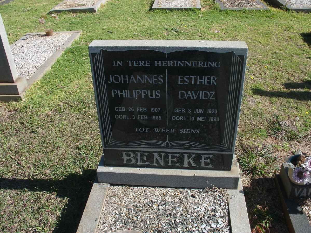 BENEKE Johannes Philippus 1907-1985 &amp; Esther Davidz 1923-1998