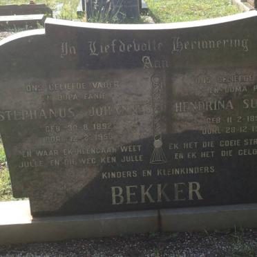 BEKKER Stephanus Johannes 1892-1953 &amp; Hendrina Susanna 1898-1985