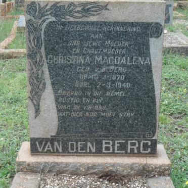 BERG Christina Magdalena, van den nee V.D. BERG 1870-1940