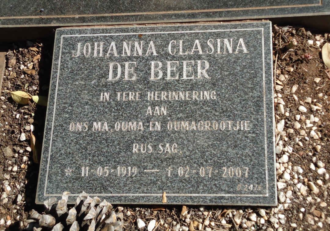 BEER Johanna Clasina, de 1919-2007