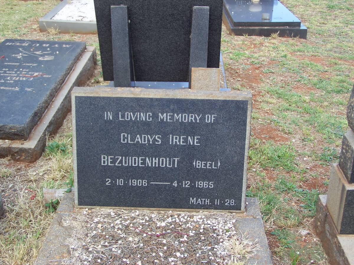 BEZUIDENHOUT Gladys Irene nee BEEL 1906-1965