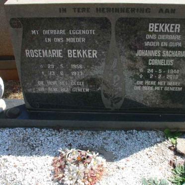 BEKKER Johannes Sacharias Cornelius 1944-2010 &amp; Rosemarie 1956-1977
