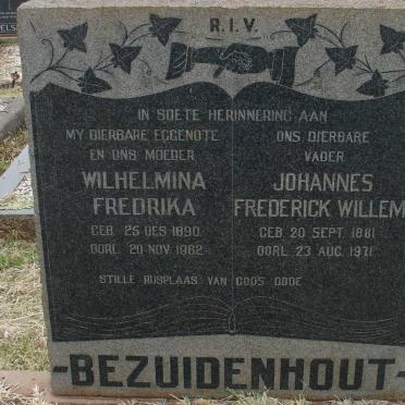 BEZUIDENHOUT Johannes Frederick Willem 1881-1971 &amp; Wilhelmina Fredrika 1890-1962