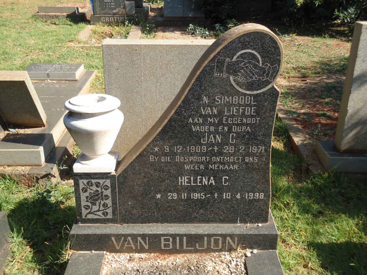 BILJON Jan C., van 1909-1971 &amp; Helena C. 1915-1998