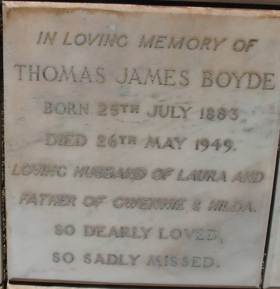 BOYDE Thomas James 1883-1949