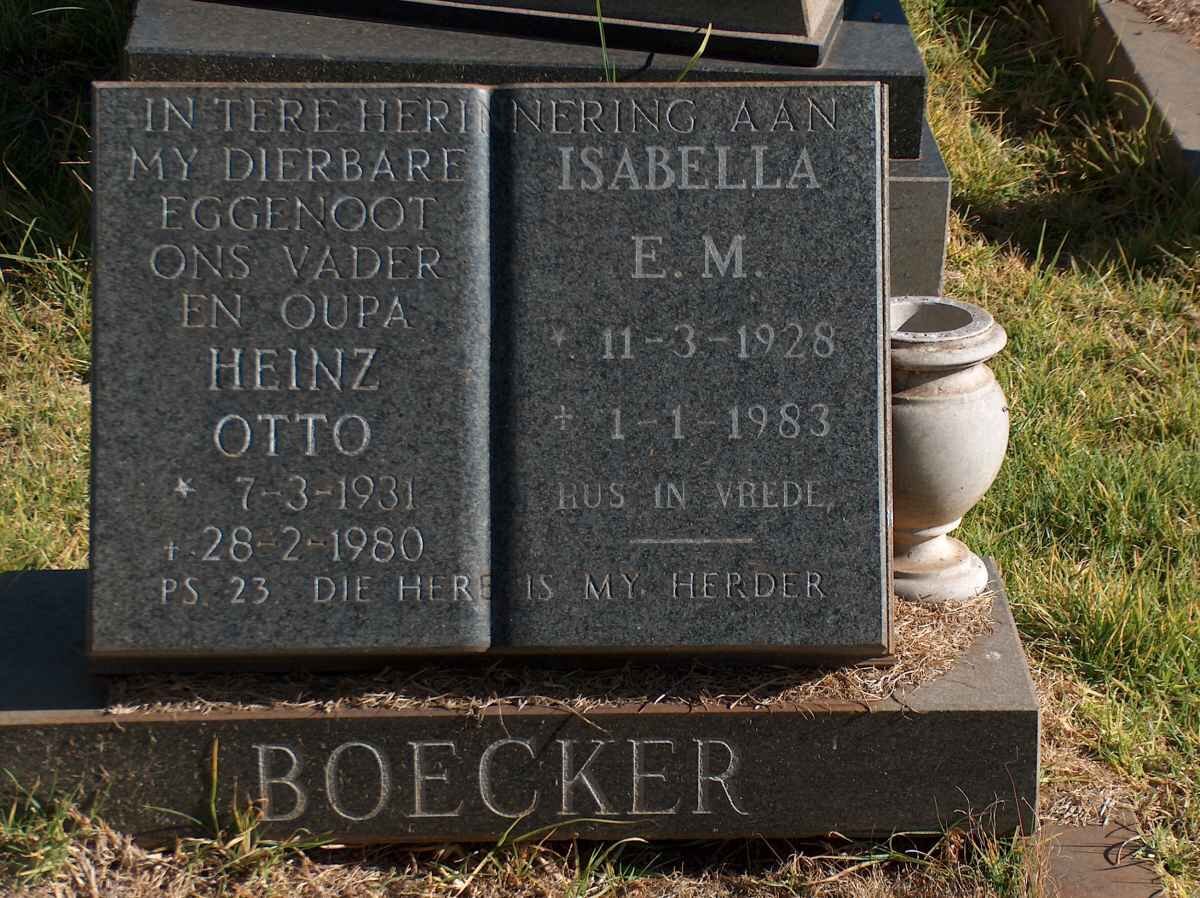 BOECKER Heinz Otto 1931-1980 &amp; Isabella E.M. 1928-1983