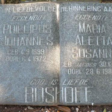 BOSHOFF Phillipus Johannes 1899-1972 &amp; Maria Aletta Susanna JACOBS 188?-1988