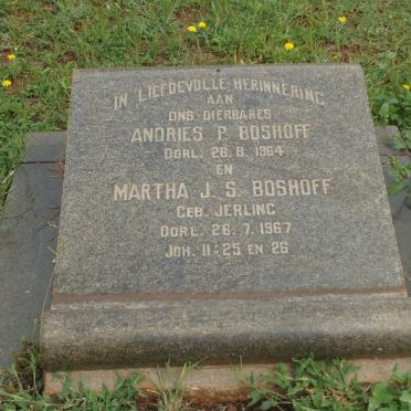 BOSHOFF Andries P. -1964 &amp; Martha J.S. JERLING -1967