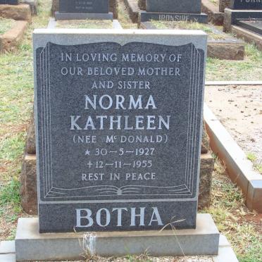 BOTHA Norma Kathleen nee McDONALD 1927-1955