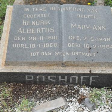 BOSHOFF Hendrik Albertus 1901-1960 :: BOSHOFF Mary-Ann 1948-1964
