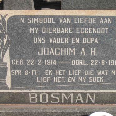 BOSMAN Joachim A. H. 1914-1969