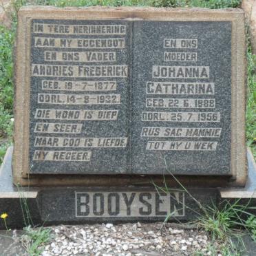 BOOYSEN Andries Frederick 1877-1932 &amp; Johanna Catharina 1888-1956