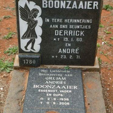 BOONZAAIER Gieljam Andries 1938-2006 :: BOONZAAIER Derrick 1960-1960 :: BOONZAAIER André 1971-1971