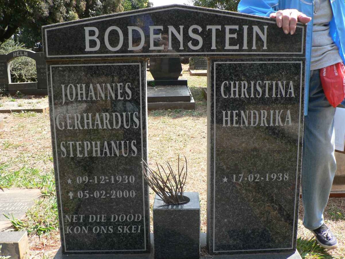BODENSTEIN Johannes Gerhardus Stephanus 1930-2000 &amp; Christina Hendrike 1938-