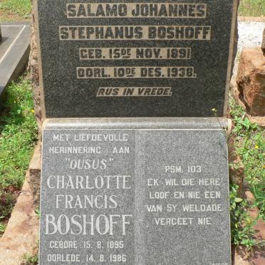 BOSHOFF Salamo Johannes Stephanus 1891-1938 &amp; Charlotte Francis 1895-1986