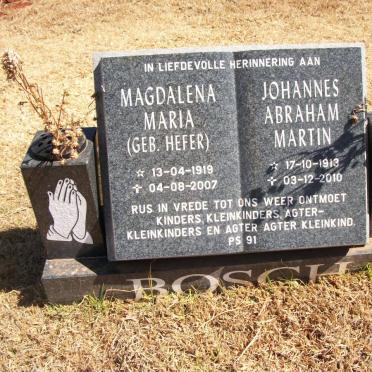 BOSCH Johannes Abraham Martin  1913-2010 &amp; Magdalena Maria HEFER 1919-2007