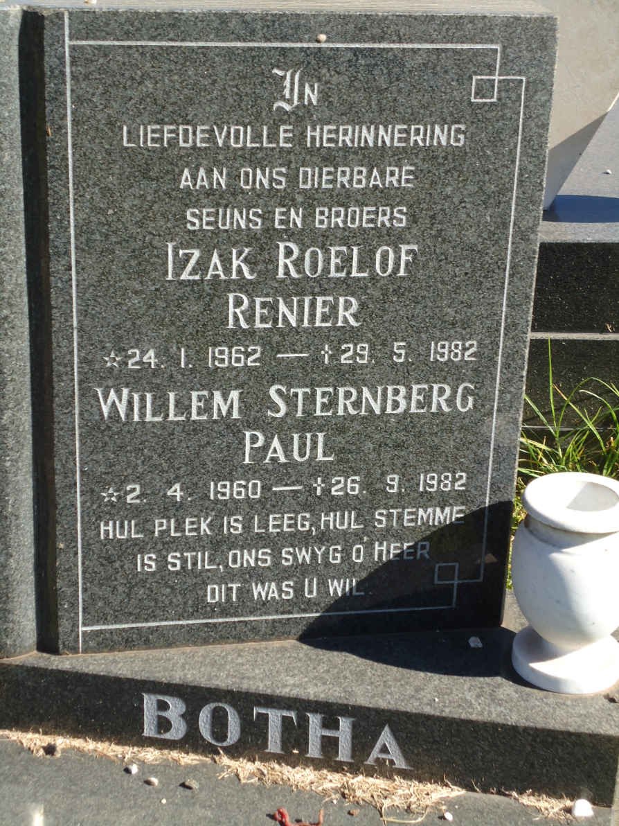 BOTHA Izak Roelof Renier 1962-1982 :: BOTHA Willem Sternberg Paul 1960-1982