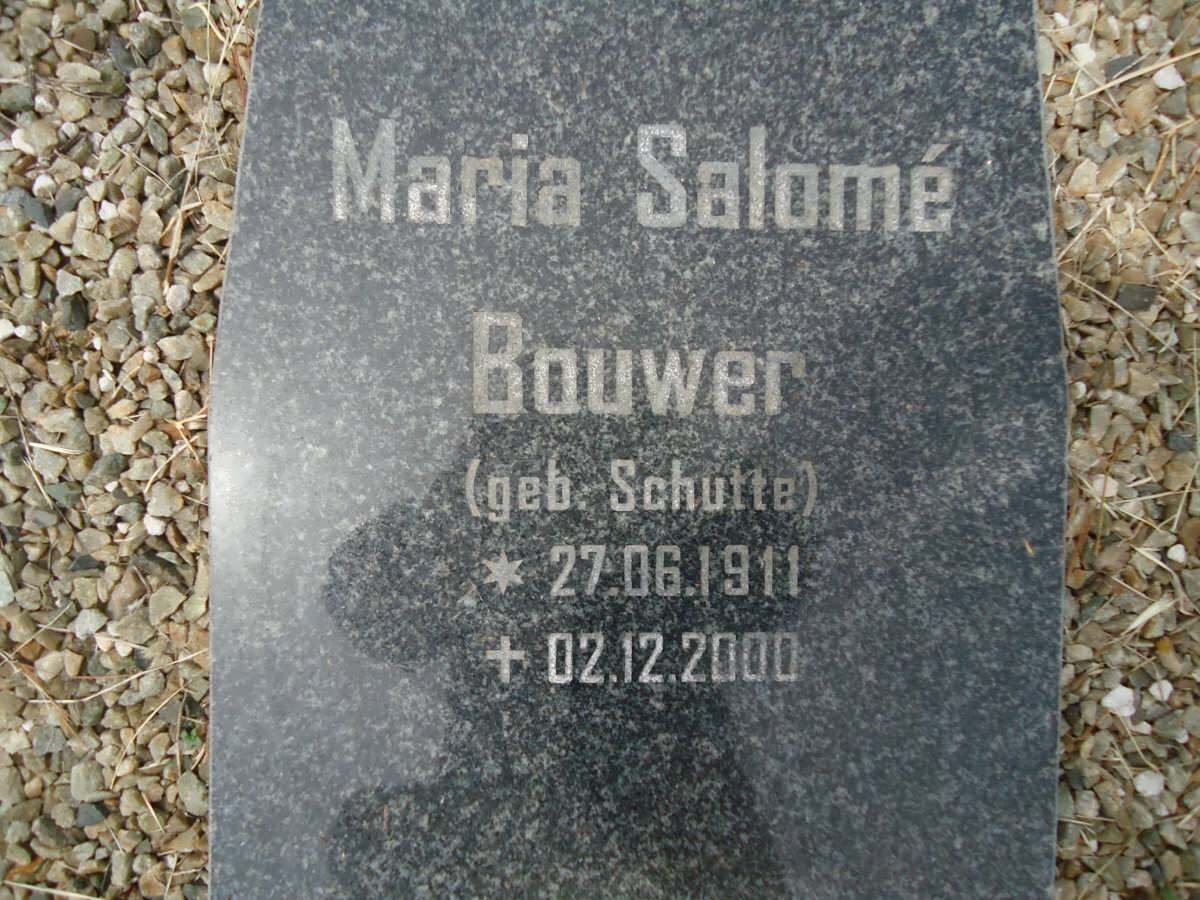 BOUWER Maria Salome nee SCHUTTE 1911-2000