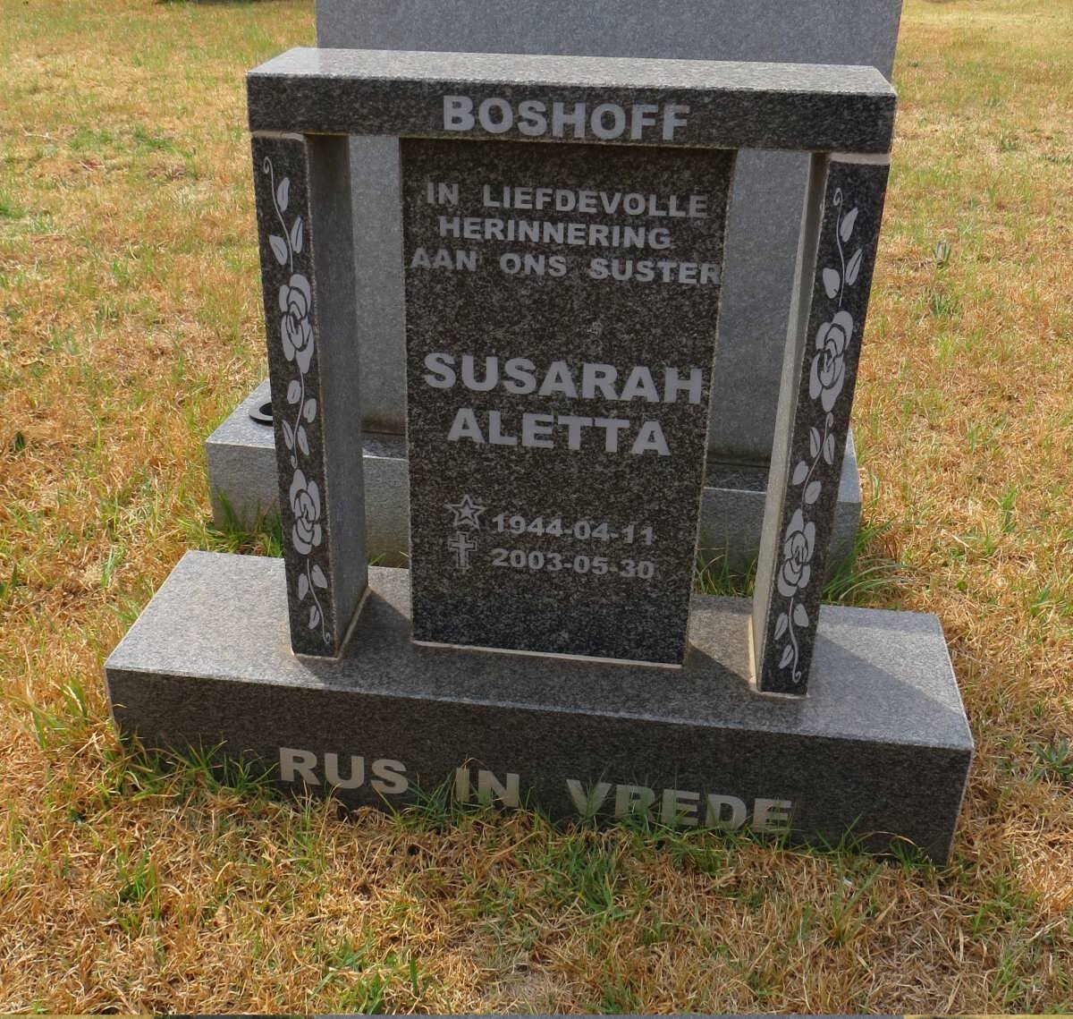 BOSHOFF Susarah Aletta 1944-2003