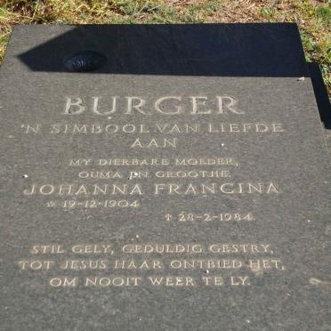 BURGER Johanna Francina 1904-1984